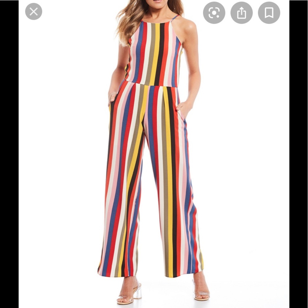 MoaMoa Striped Culotte Jumpsuit corset back Small